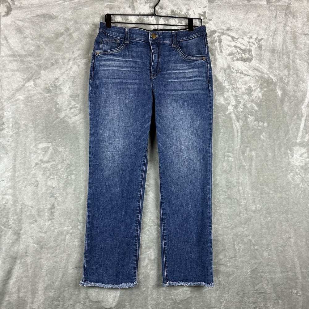Wit & Wisdom Jeans Women's 8 Blue Straight Leg Frayed Raw Hem